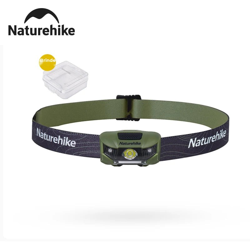 Lanterna de Cabeça Naturehike com 4 Modos e SOS – verde com o estojo de brinde