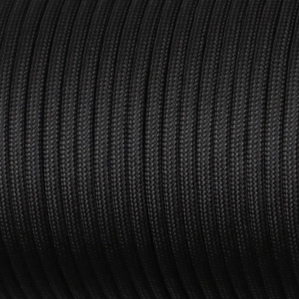 Corda Paracord 550 com 7 Fios, 30 m – cor preta, detalhe da trama