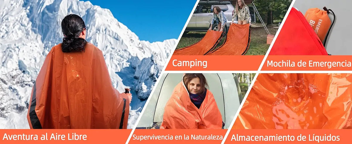 Saco de Dormir Térmico de Emergência com Apito – em uso na neve e em outras situações ao ar livre