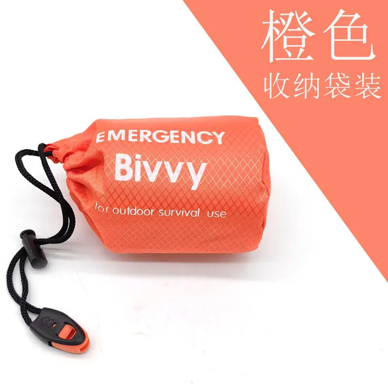 Saco de Dormir Térmico de Emergência com Apito – cor laranja, bolsa de transporte com apito