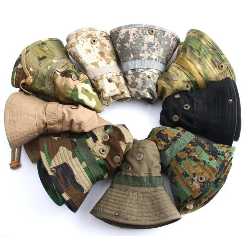 Chapéu Boonie Camuflado – várias estampas e cores lado a lado