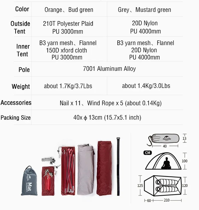 Barraca Ultraleve Naturehike Cloud Up e Mongar 2