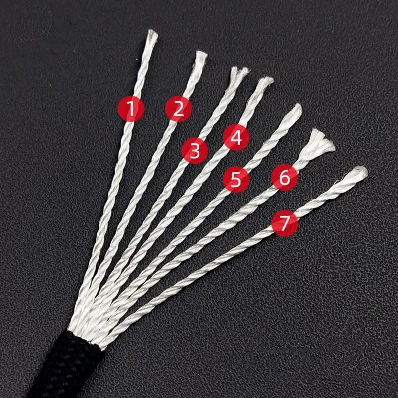 Corda Paracord 550 com 7 Fios, 30 m – sete fios internos numerados