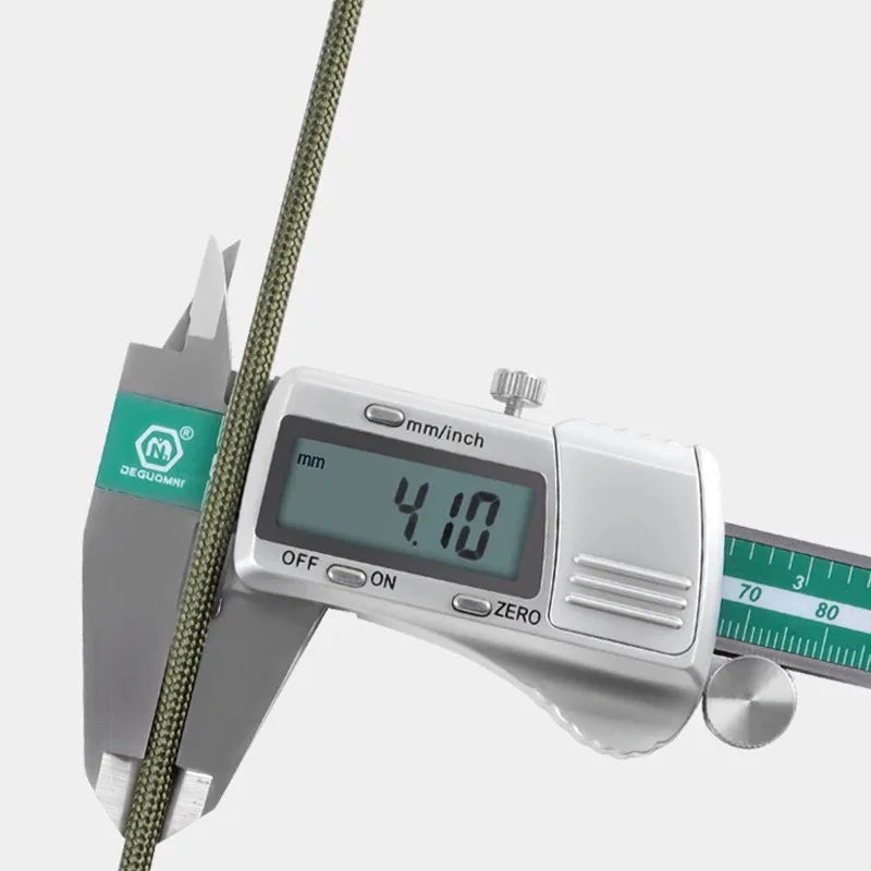 Corda Paracord 550 com 7 Fios, 30 m – diâmetro de 4,10 mm medido com paquímetro