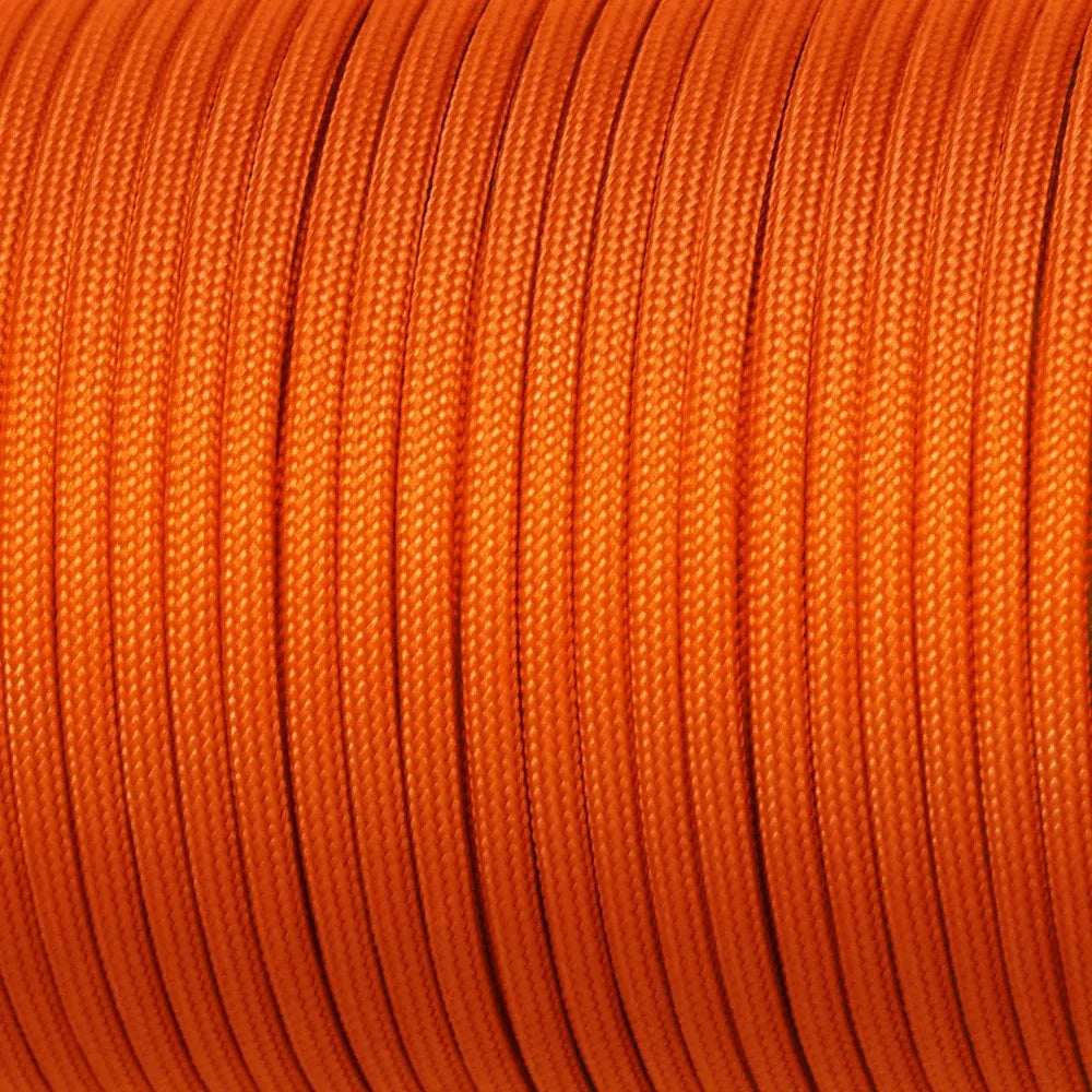 Corda Paracord 550 com 7 Fios, 30 m – cor laranja, detalhe da trama