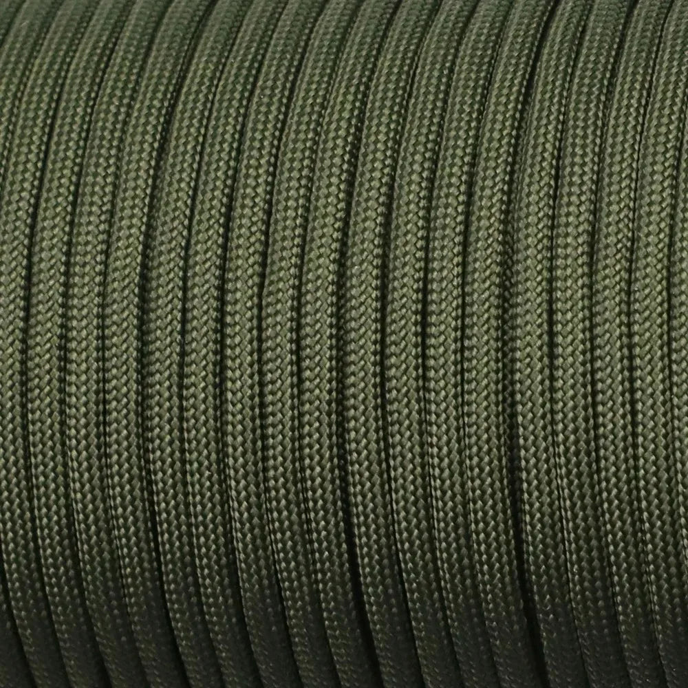 Corda Paracord 550 com 7 Fios, 30 m – cor verde militar, detalhe da trama