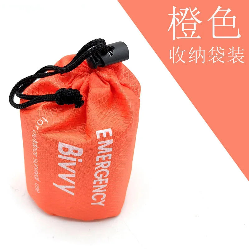 Saco de Dormir Térmico de Emergência com Apito – bolsa de transporte laranja com apito