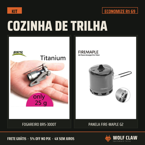Kit Cozinha de Trilha: Fogareiro BRS-3000T + Panela Fire-Maple G2